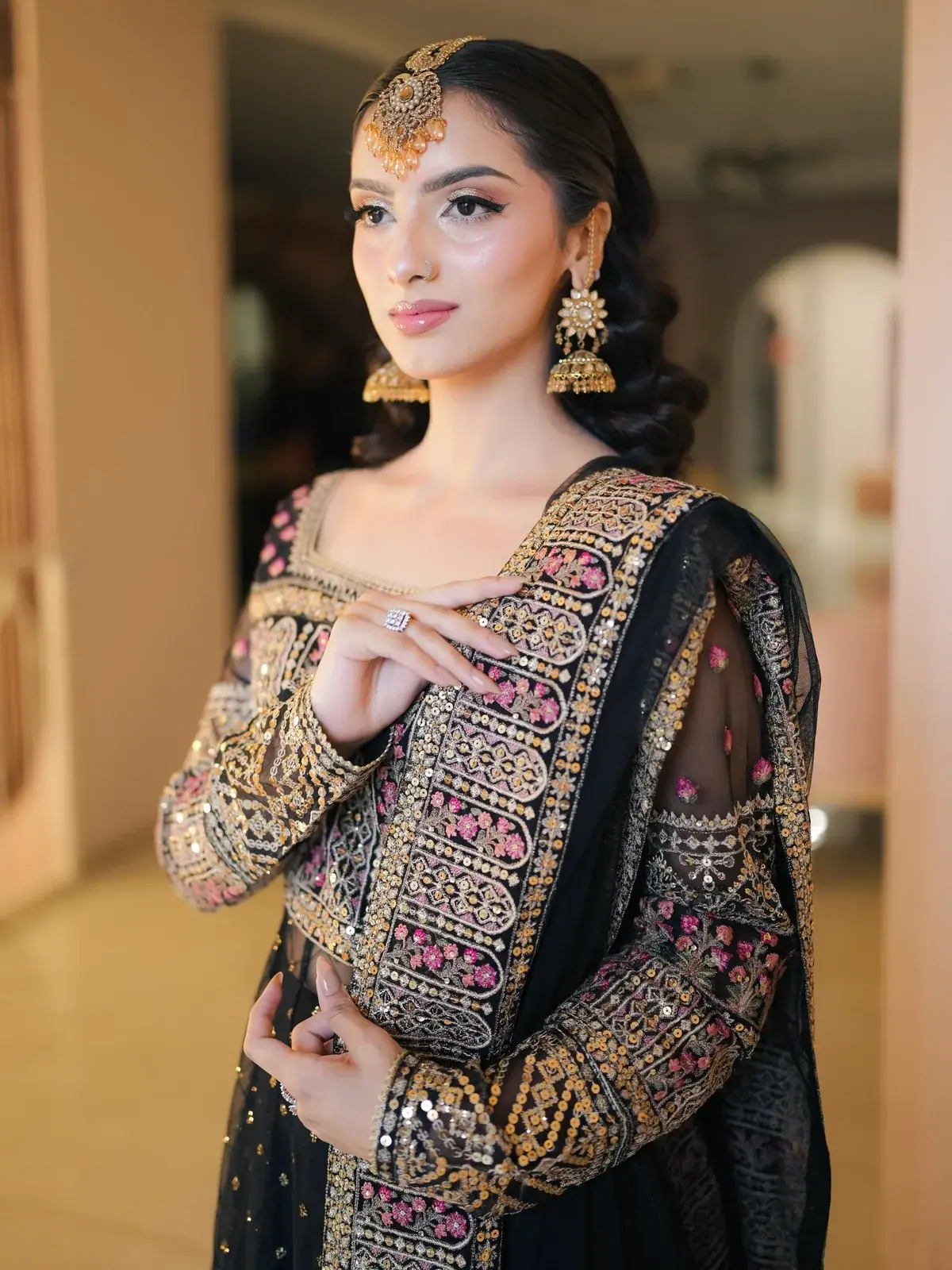 Soft glam makeup with polished curls at House of Salons Civic Centre (Ladies), Civic Centre, Bahria Town Phase 4, Rawalpindi