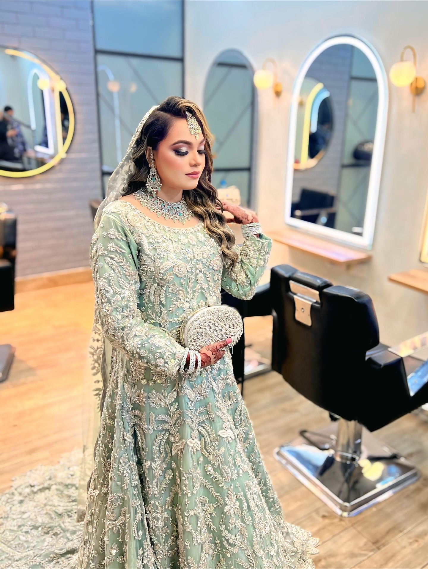 Bridal client ready in the House of Salons studio
